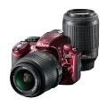 D3100&nbsp;200mmダブルズームキット&nbsp;レッド（送料無料）